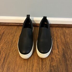 J Slides Black Slip On Leather Sneaker Shoes